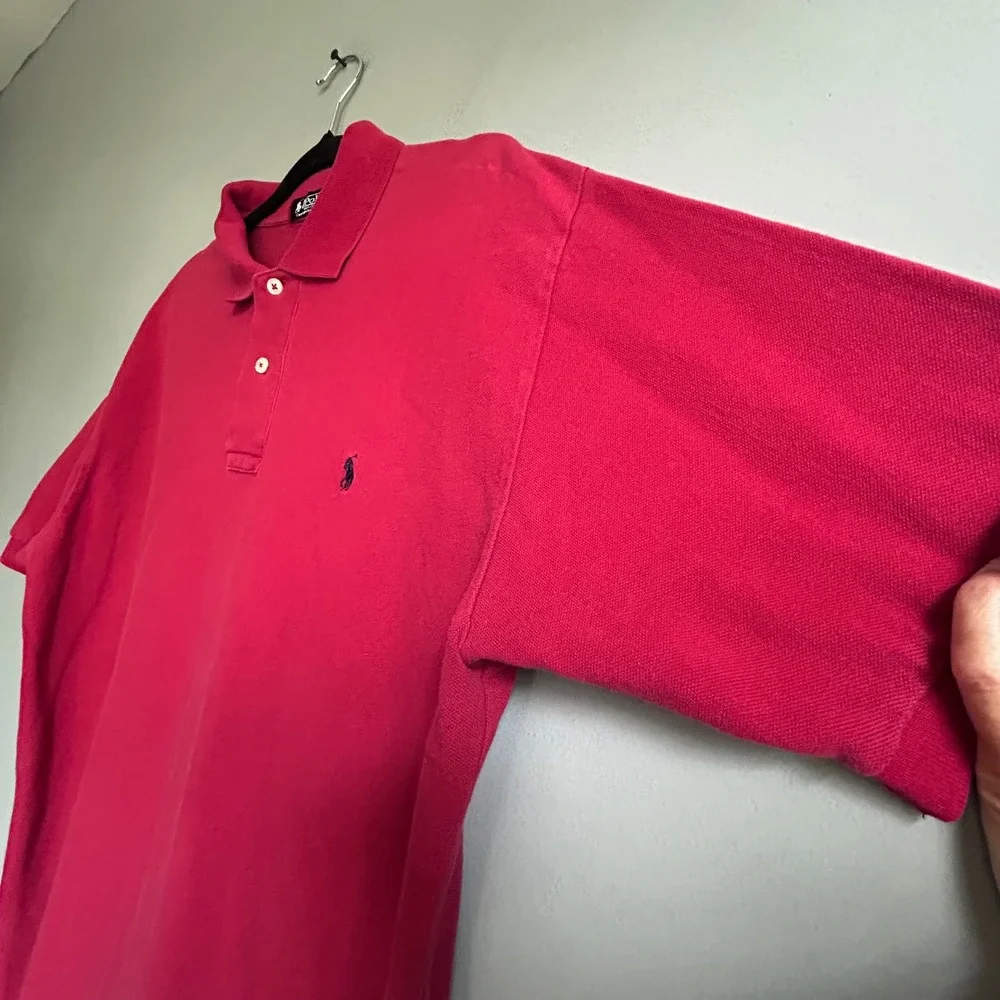 Polo Ralph Lauren Men Red Cotton Pique Short Sleeve Polo Shirt Large Classic Fit